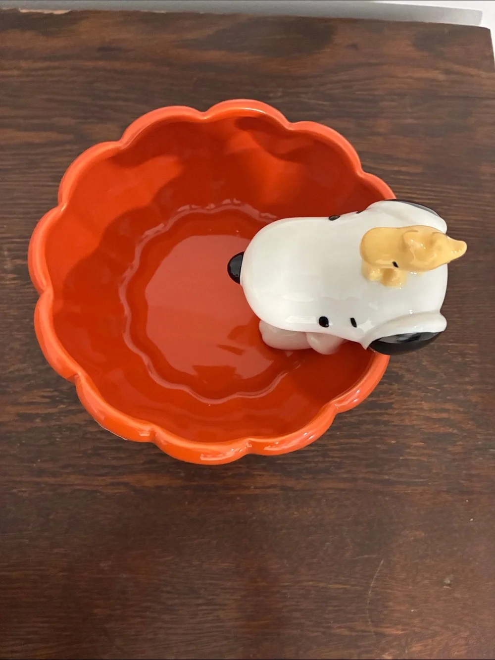 NWT- Peanuts- Snoopy & Woodstock- Large Jack-o-lantern Pumpkin Candy Bowl